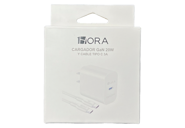 Cargador CaN 20w y Cable Tipo C 3A - 1HORA