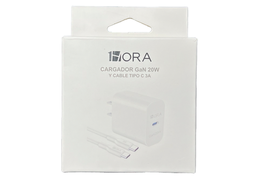 Cargador CaN 20w y Cable Tipo C 3A - 1HORA