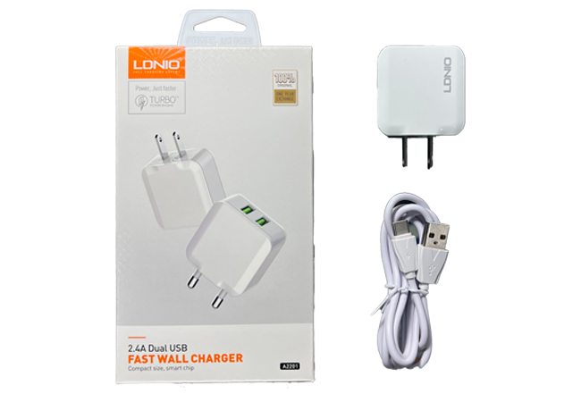 Cargador LDNIO Fast Charging 2.4A Dual USB - Type C