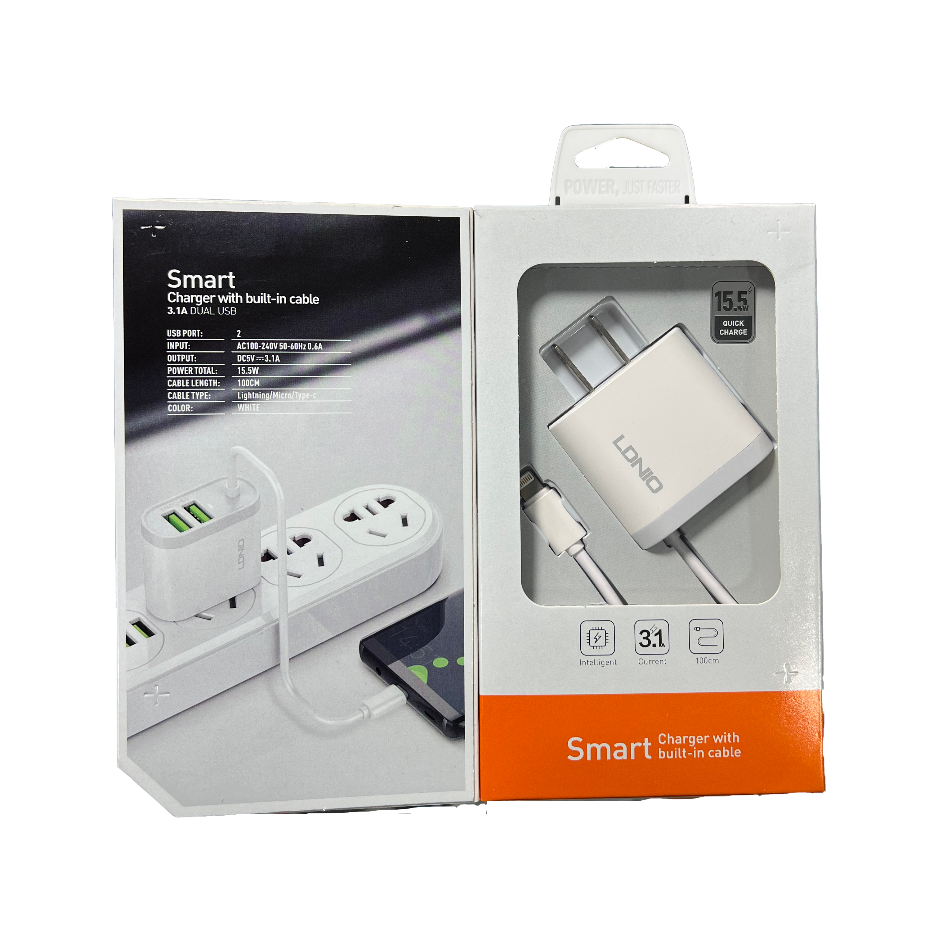 Cargador LDNIO 3.1A Dual USB con Cable Lightning