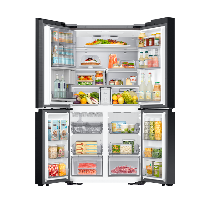 Refrigerador Bespoke 23 Pies, con Beverage Zone™ y puerta de apertura automática en vidrio blanco