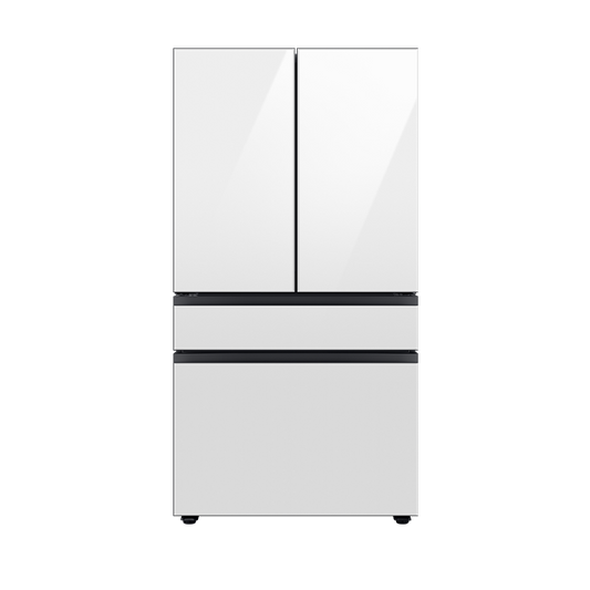 Refrigerador Bespoke AI French Door 29 Pies 4 puertas con centro de bebidas en vidrio blanco