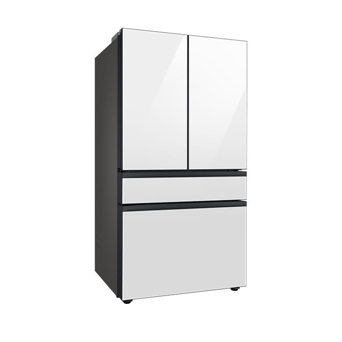 Refrigerador Bespoke AI French Door 29 Pies 4 puertas con centro de bebidas en vidrio blanco