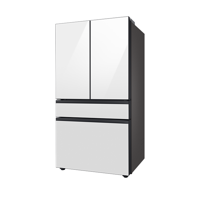 Refrigerador Bespoke AI French Door 29 Pies 4 puertas con centro de bebidas en vidrio blanco