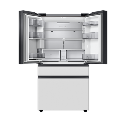 Refrigerador Bespoke AI French Door 29 Pies 4 puertas con centro de bebidas en vidrio blanco