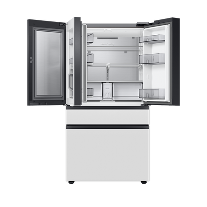 Refrigerador Bespoke AI French Door 29 Pies 4 puertas con centro de bebidas en vidrio blanco